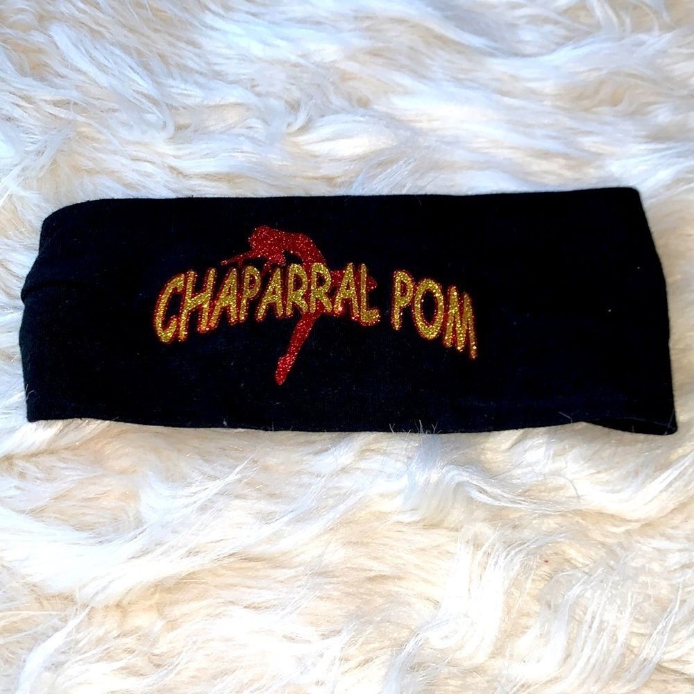 Chaparral Pom Headband Black and Gold